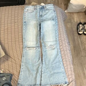 American Eagle next level stretch Light Blue Distressed Flare Jeans